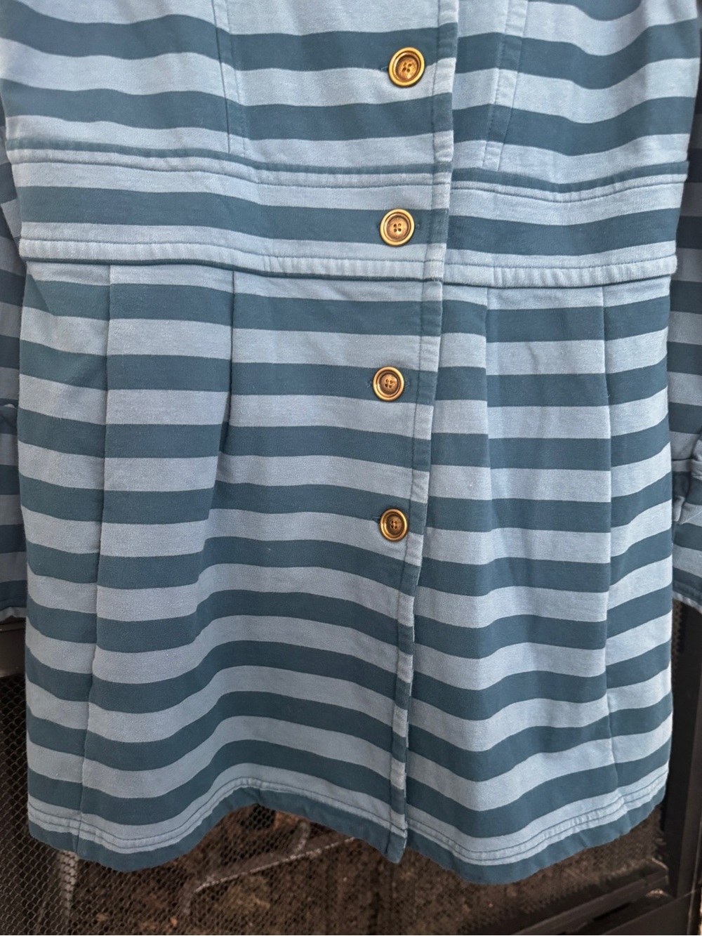 Matilda Jane Jacket Womens M Blue Striped Button Front Long Cardigan Coat - Picture 4 of 13